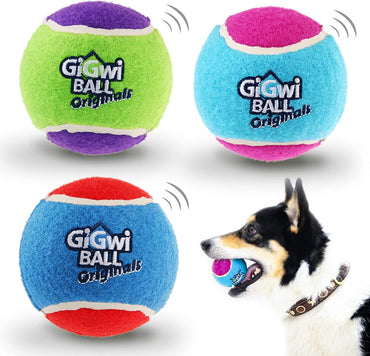 Tennis Balls for Dogs, Squeaky Dog Tennis Balls for Exercise, High Bouncy Pet Ball Bright Colors 2.5 Inches, Interactive Funny Dog Toys for All Breeds of Dogs Indoor & Outdoor Dog Games, 3 Pack