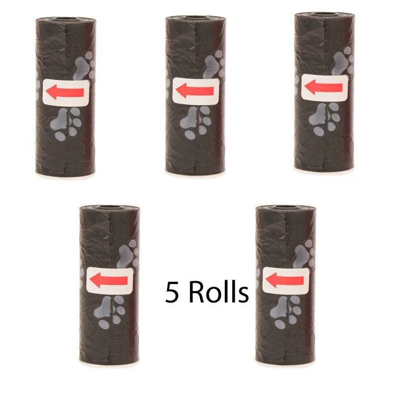 Disposable Pet Poop Bags Dog Poop Bag Bone Dispenser with Leash Clip Puppy Dog Products Supplies 5Roll(75Pcs) Bags