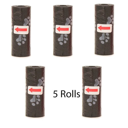 Disposable Pet Poop Bags Dog Poop Bag Bone Dispenser with Leash Clip Puppy Dog Products Supplies 5Roll(75Pcs) Bags