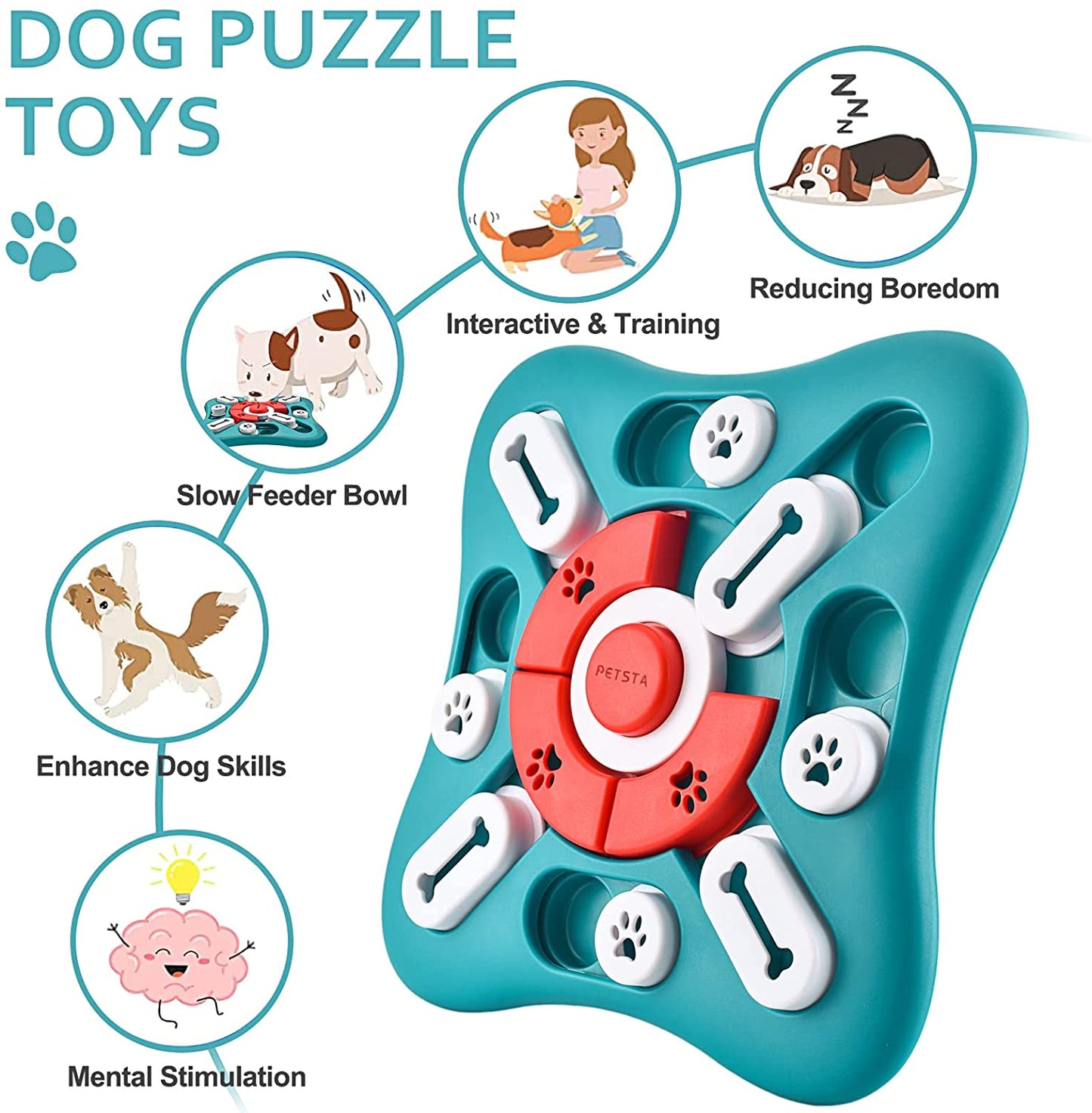Dog Puzzle Toys - Interactive, Mentally Stimulating Toys for IQ Training & Brain Stimulation - Gift for Puppies, Cats, Dogs