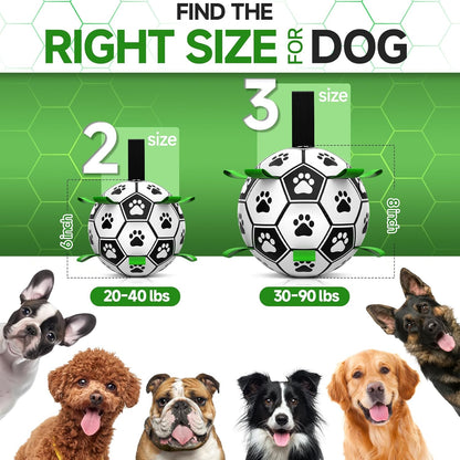 Premium Dog Toys Balls, Dog Soccer Ball with Straps, Dog Birthday Gifts, Herding Ball, Durable Balls for Small Medium Pet, Puppy Outdoor Toy, Pet Training Soccer Ball, World Cup Soccer (6 Inch)