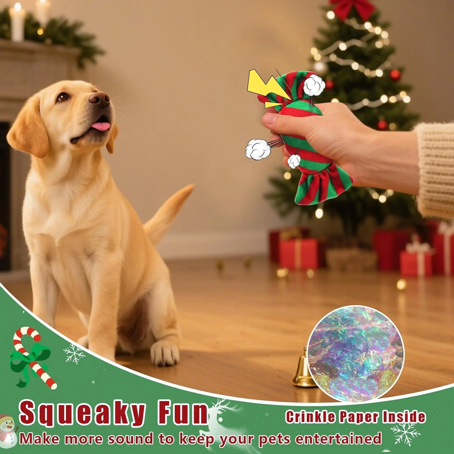 Squeaky Dog Toys, 11 Pack Christmas Dog Toys, Interactive Plush Toy for Small to Medium Dogs