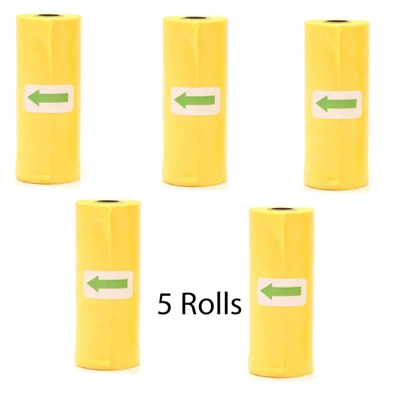 Disposable Pet Poop Bags Dog Poop Bag Bone Dispenser with Leash Clip Puppy Dog Products Supplies 5Roll(75Pcs) Bags