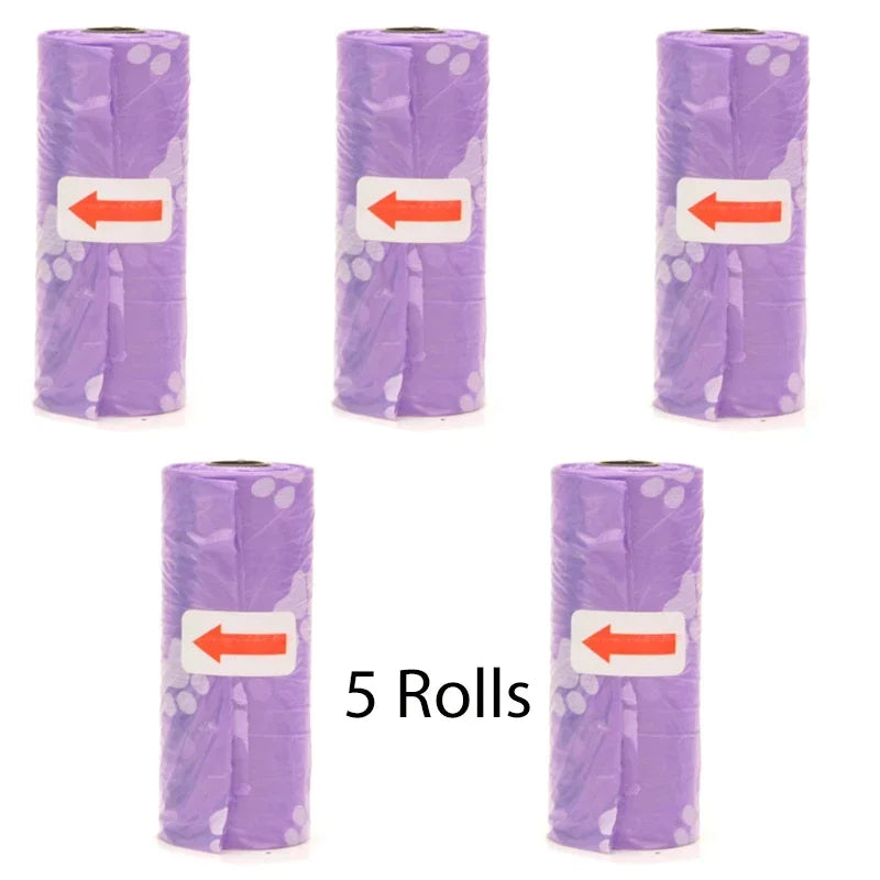 Disposable Pet Poop Bags Dog Poop Bag Bone Dispenser with Leash Clip Puppy Dog Products Supplies 5Roll(75Pcs) Bags