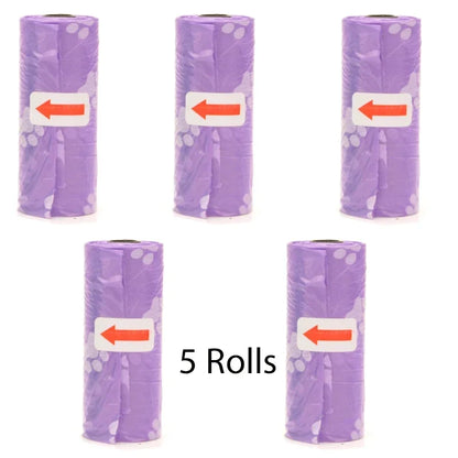 Disposable Pet Poop Bags Dog Poop Bag Bone Dispenser with Leash Clip Puppy Dog Products Supplies 5Roll(75Pcs) Bags