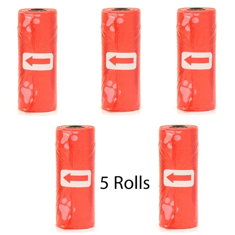 Disposable Pet Poop Bags Dog Poop Bag Bone Dispenser with Leash Clip Puppy Dog Products Supplies 5Roll(75Pcs) Bags