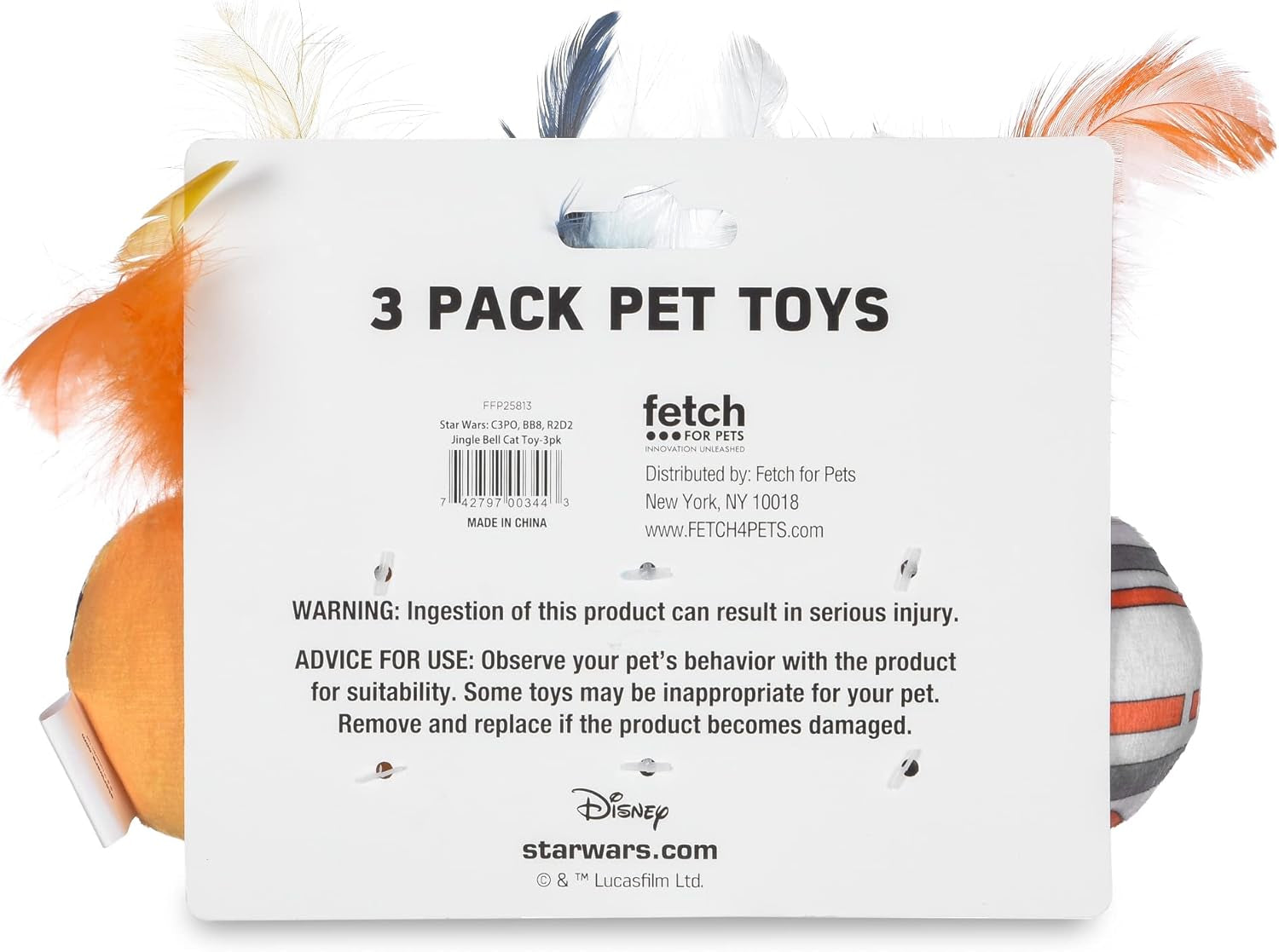 for Pets Cat Toys 3 Pack Feather Jingle Balls with Catnip: C3PO, BB8, R2-D2 | Fun Catnip Toys Jingle Ball Feather Toy for Cats | Cat Balls with Bells | Gifts Fans