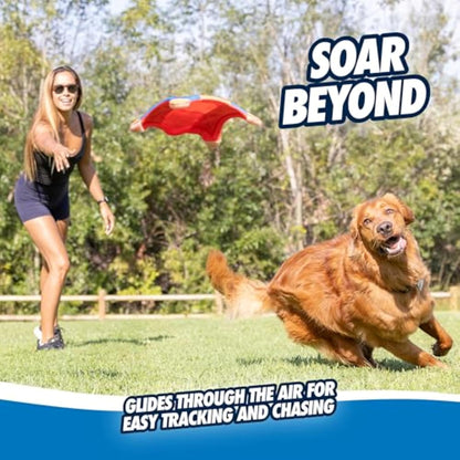 Flying Squirrel Fetch Dog Toy - Water Floating Flyer - Soft and Durable Polyester Canvas Construction - for Medium Dogs - Size Medium - 9.5-Inch Diameter - Pack of 1 - Orange and Blue