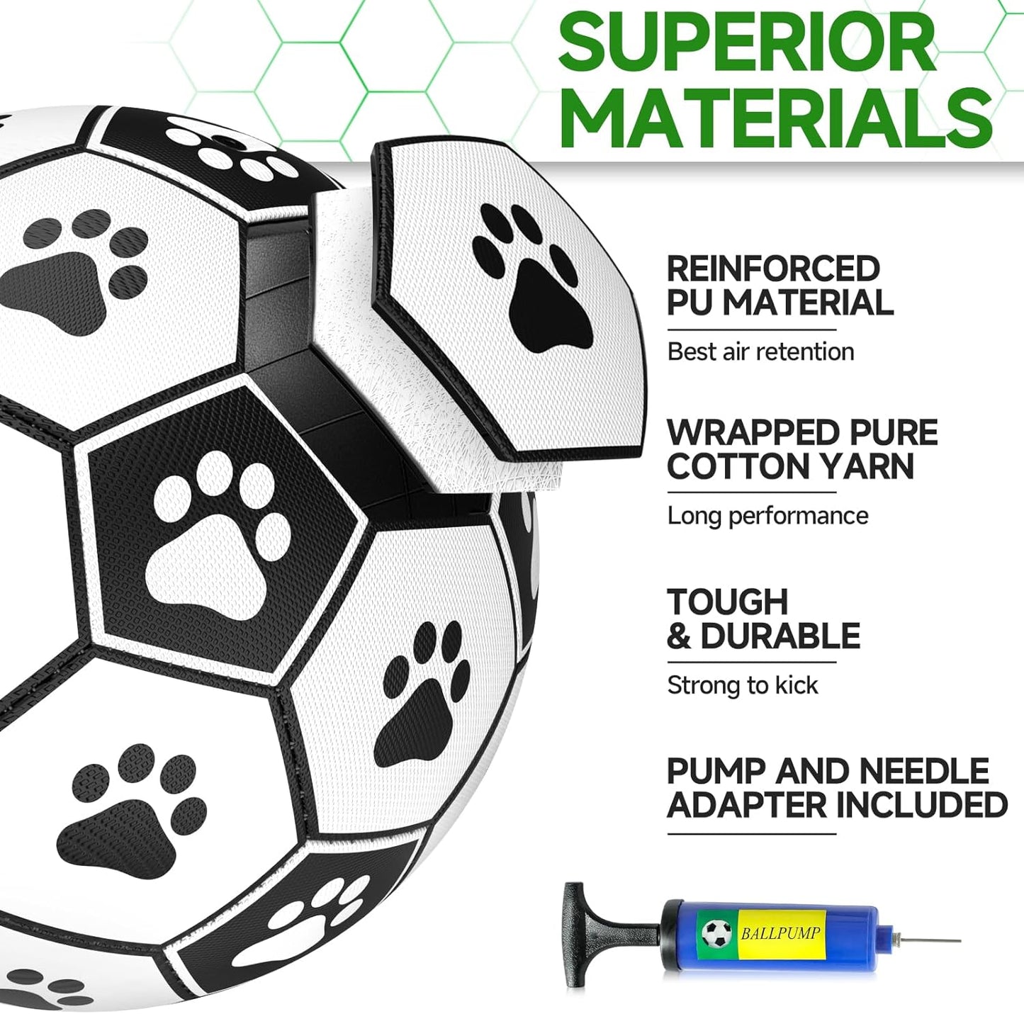 Premium Dog Toys Balls, Dog Soccer Ball with Straps, Dog Birthday Gifts, Herding Ball, Durable Balls for Small Medium Pet, Puppy Outdoor Toy, Pet Training Soccer Ball, World Cup Soccer (6 Inch)