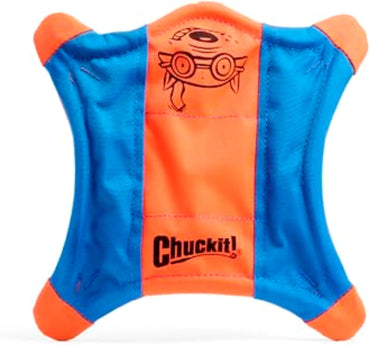 Flying Squirrel Fetch Dog Toy - Water Floating Flyer - Soft and Durable Polyester Canvas Construction - for Medium Dogs - Size Medium - 9.5-Inch Diameter - Pack of 1 - Orange and Blue